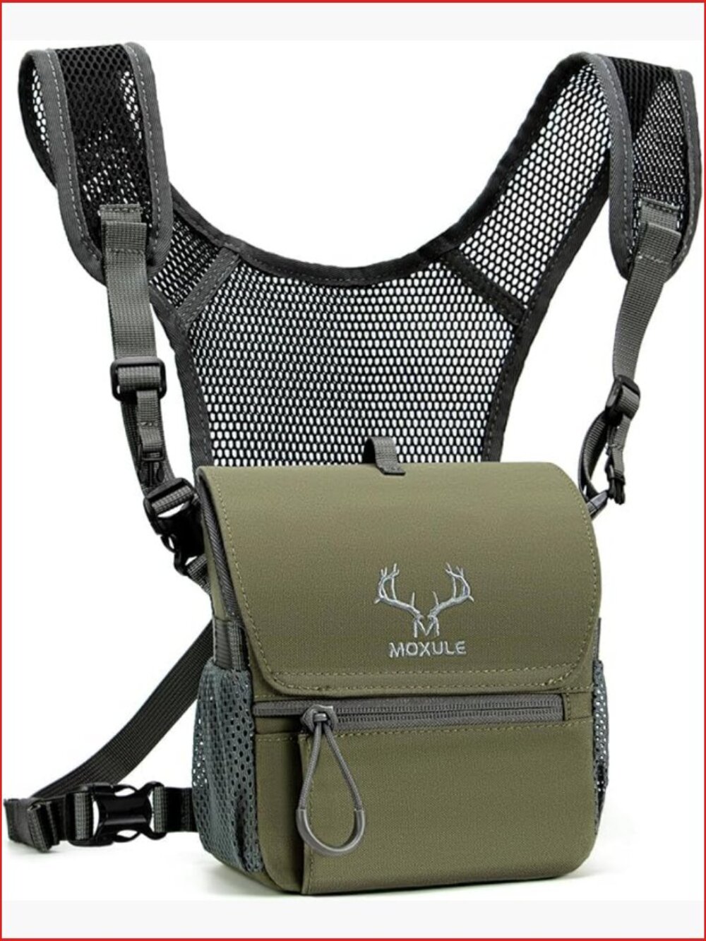 Binocular Harness Chest Pack with Magnetic Lid and Rain Cover - Nylon